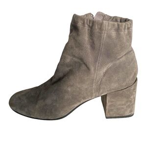 Eileen Fisher Women's Gray Suede Chunky Heeled Booties Rubber Sole size 9
